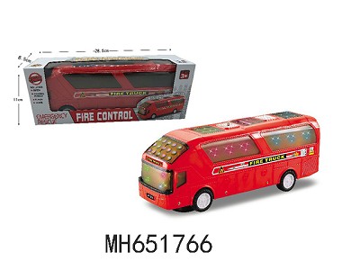 B/O BUMP AND GO FIRE  BUS WITH 4DLIGHTS 