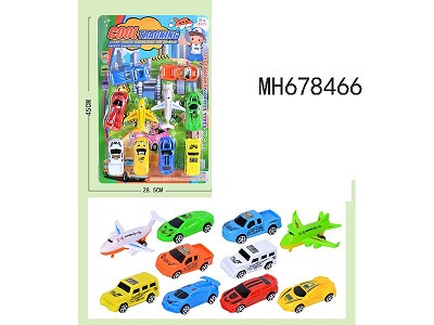PULL BACK CAR WITH  FREE-WHEEL AIRPLANE COMBINATION CAR PIECE