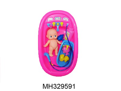 BABY TUB WITH DOLL,ACCESSORIES