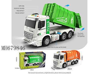 1:16 FRICTION GARBAGE TRUCK WITH LIGHT AND MUSIC