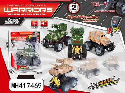 FLICK TRANSFORMER MILITARY CAR WITH LIGHT AND MUSIC (WITH KEY,4 ASSORT MIXED)