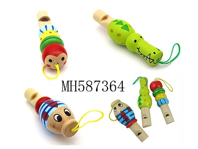 WOODEN CARTOON ANIMAL WHISTLE PENDANT,MULTCOLOR