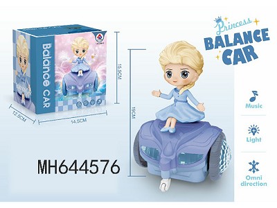 B/O ROTATE BALANCE CAR STAND FROZEN DOLL WITH LIGHTS 