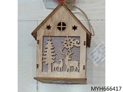 WOODEN HOUSE WITH LIGHT 9.5*12CM