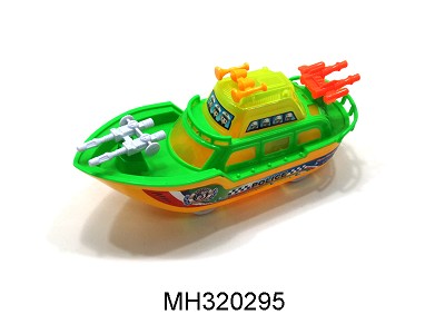 PULL LINE WARSHIP WITH RING AND LIGHT(3 COLOR MIXED)